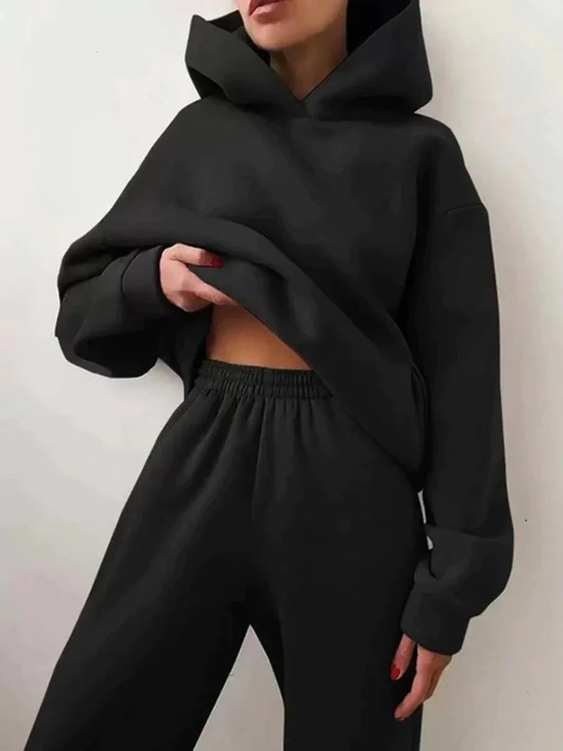 Two-Piece Tracksuit Set Black