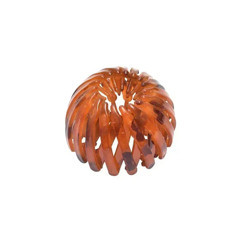 Bird Nest Shaped Ponytail Hair Clip – Magic Lazy Braider Hairpin for Women Orange Glossy