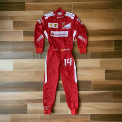 2014 Fernando Alonso Ferrari F1 Rennanzug mit Stickerei
