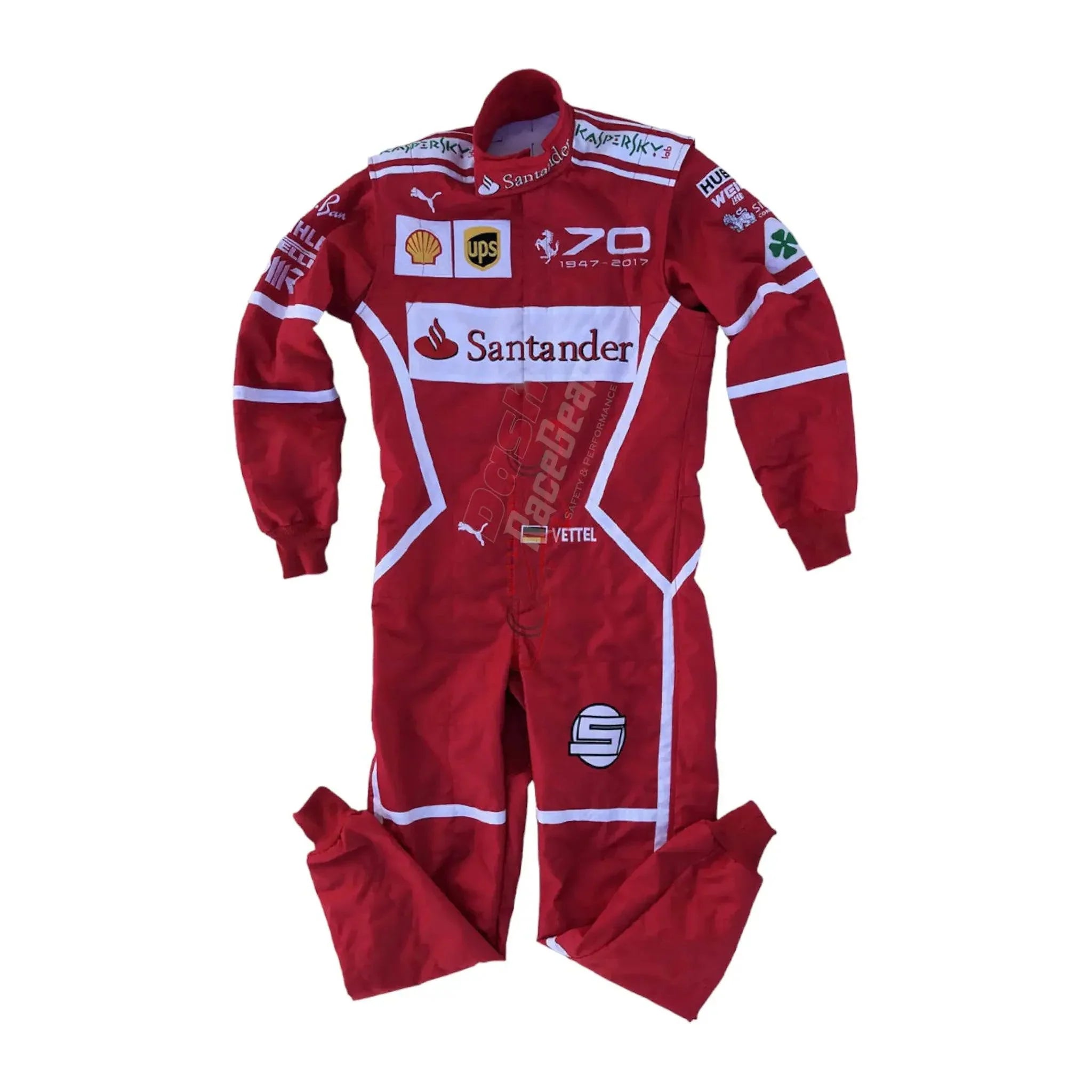 2017 Sebastian Vettel Ferrari 70th Anniversary F1 Embroidered Racing Suit -Monza GP