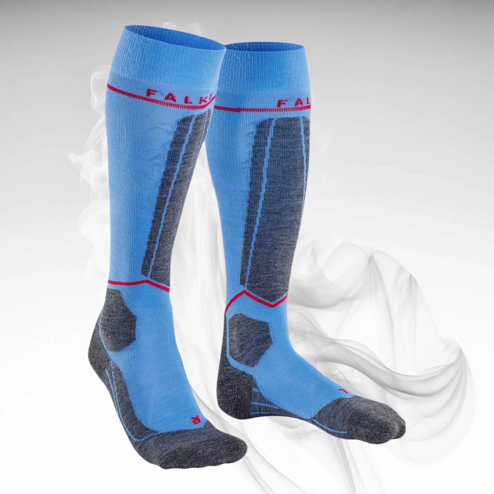 2022 Falke Women's SK4 Energizing Light Ski Sock Sky Blue