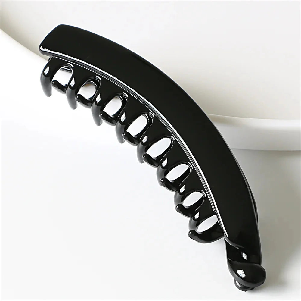 Frosted Solid Color Banana Hair Clips – Fashion Ponytail Barrettes & Hair Claws for Women Black