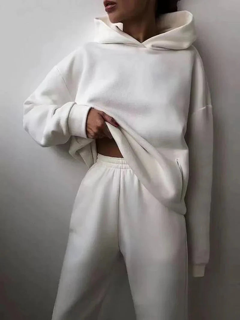 Two-Piece Tracksuit Set White