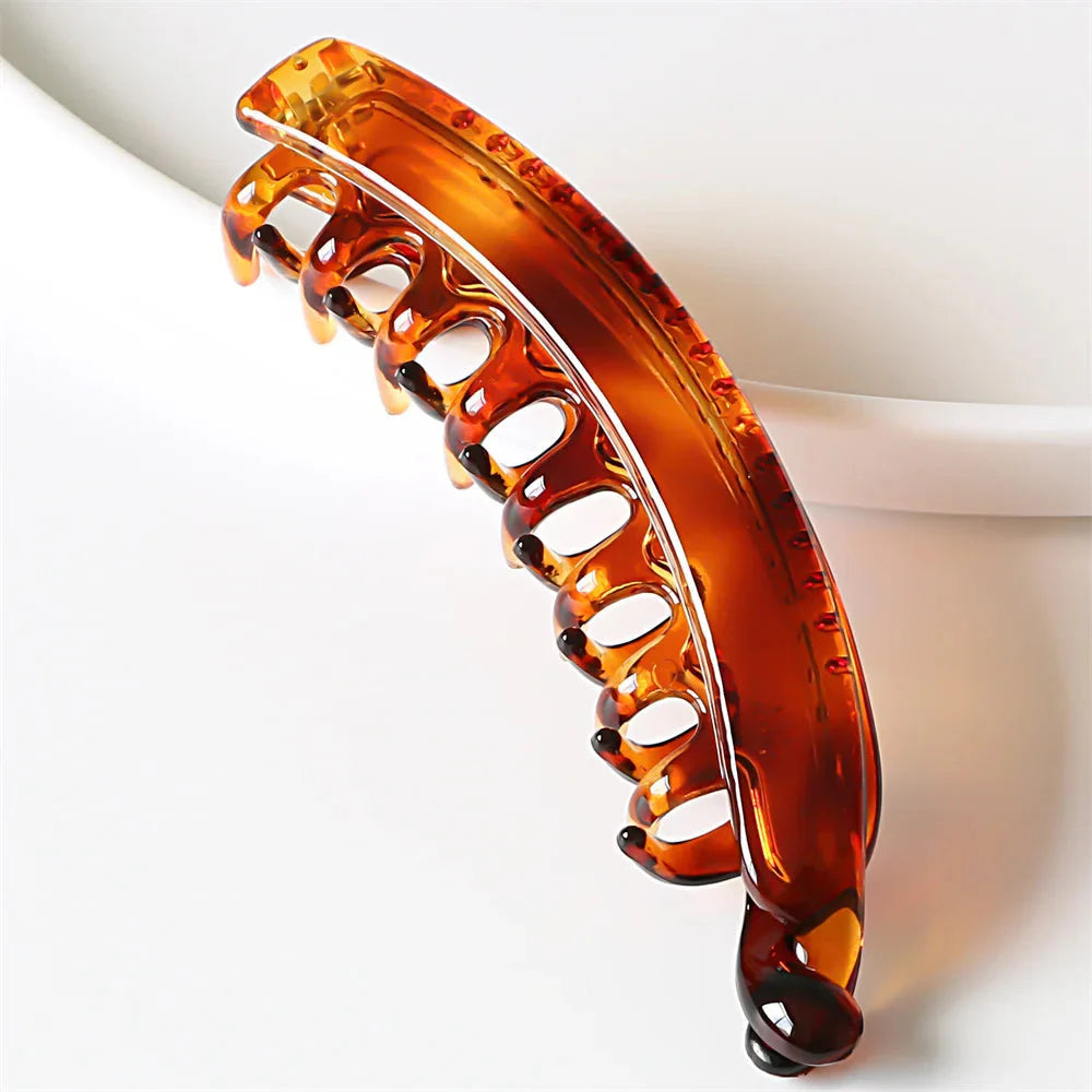 Frosted Solid Color Banana Hair Clips – Fashion Ponytail Barrettes & Hair Claws for Women Lava Orange