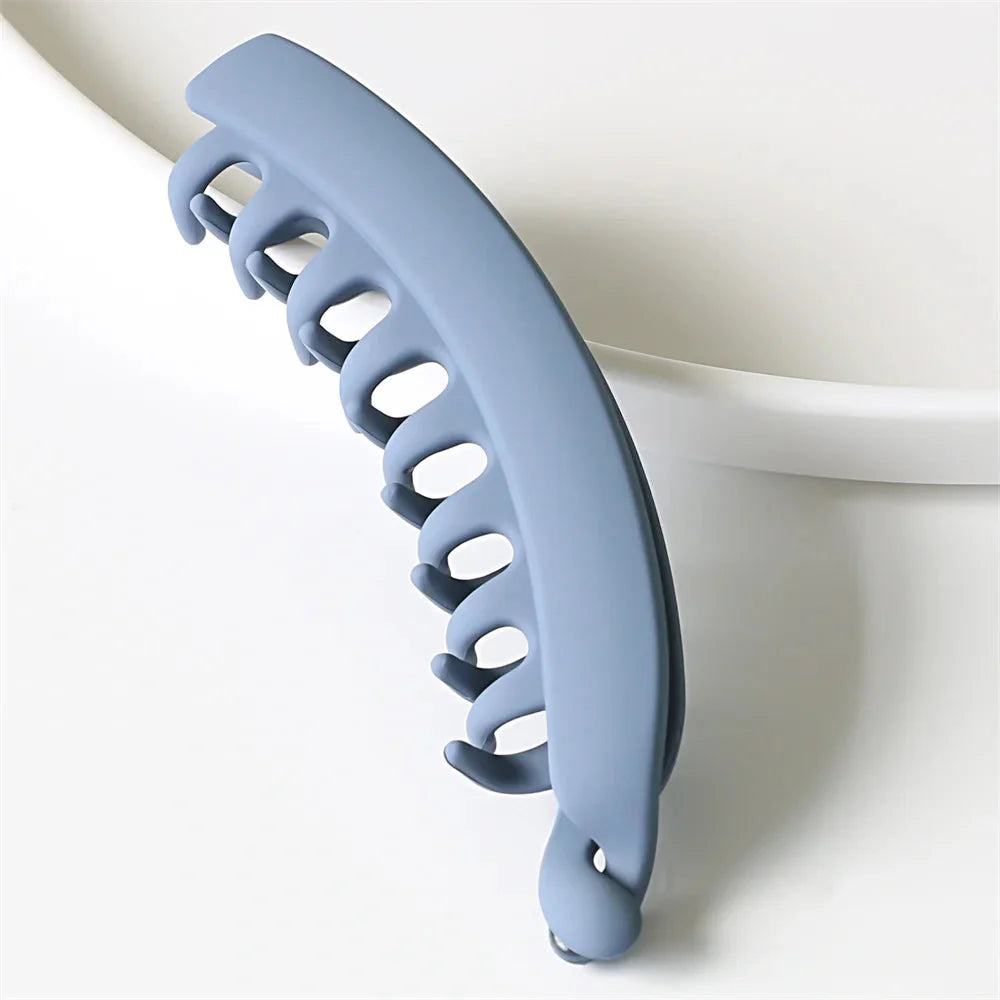 Frosted Solid Color Banana Hair Clips – Fashion Ponytail Barrettes & Hair Claws for Women Blue