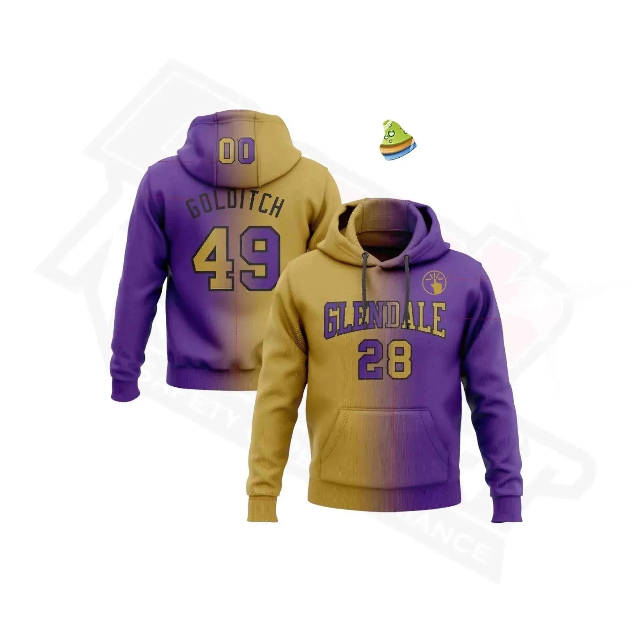Custom Stitched Purple, Old Gold & Black Gradient Sports Hoodie