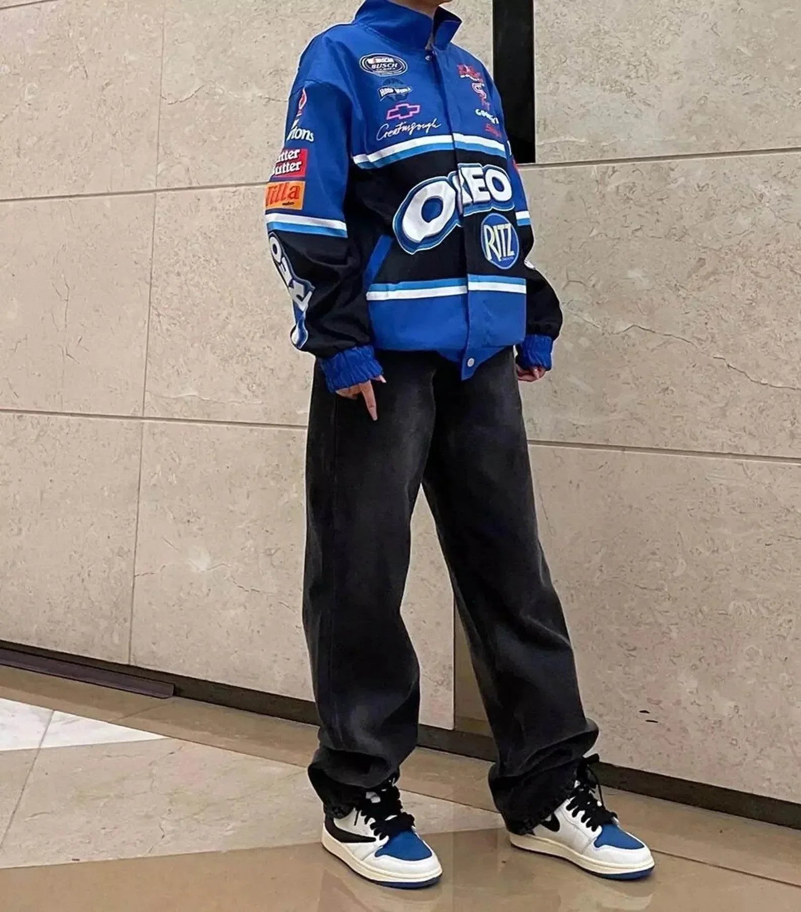 F1 Biker Racing Streetwear Embroidered Bomber Jacket