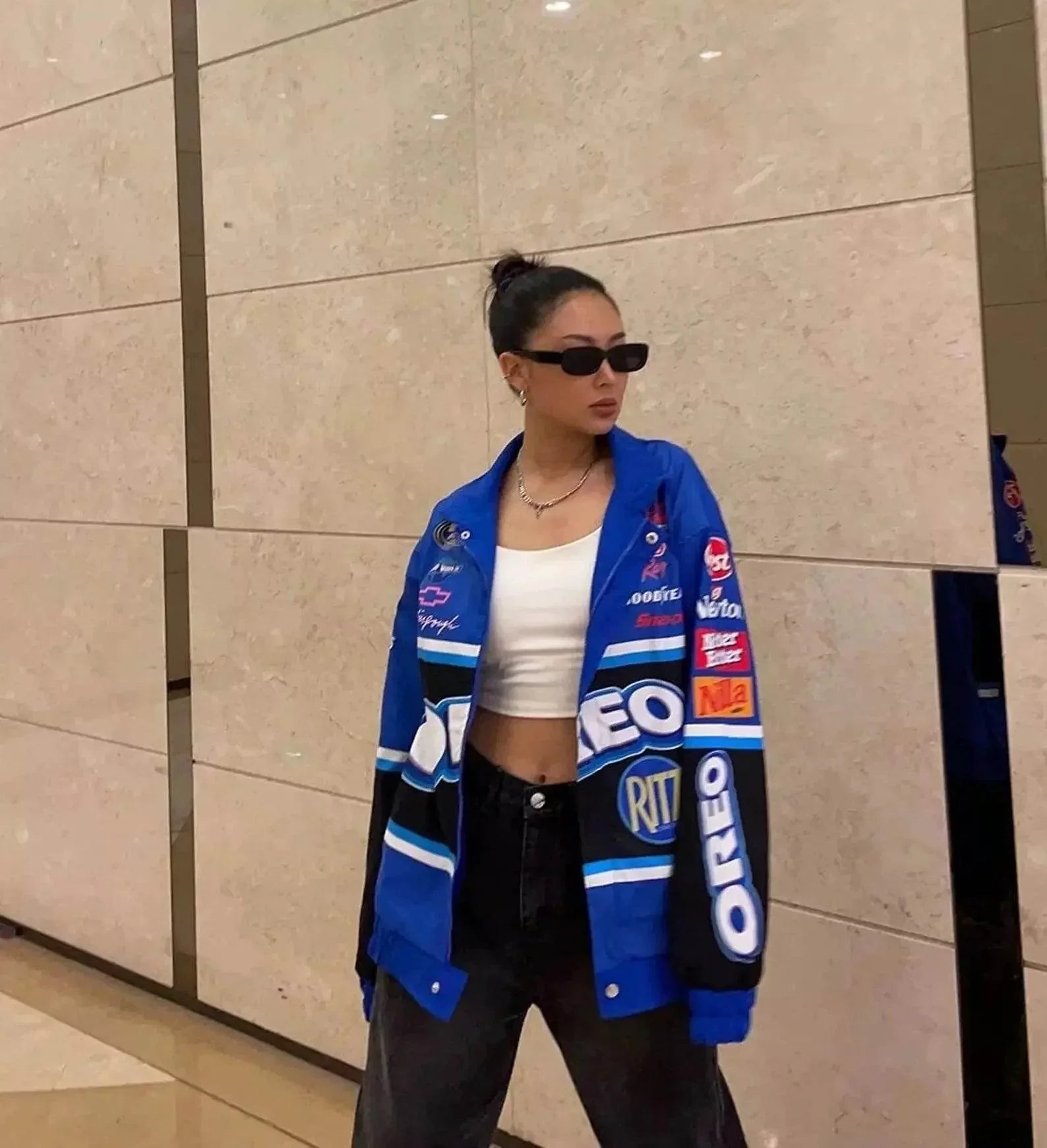 F1 Biker Racing Streetwear Embroidered Bomber Jacket