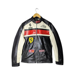 Ferrari Unisex-Rennjacke aus echtem Leder