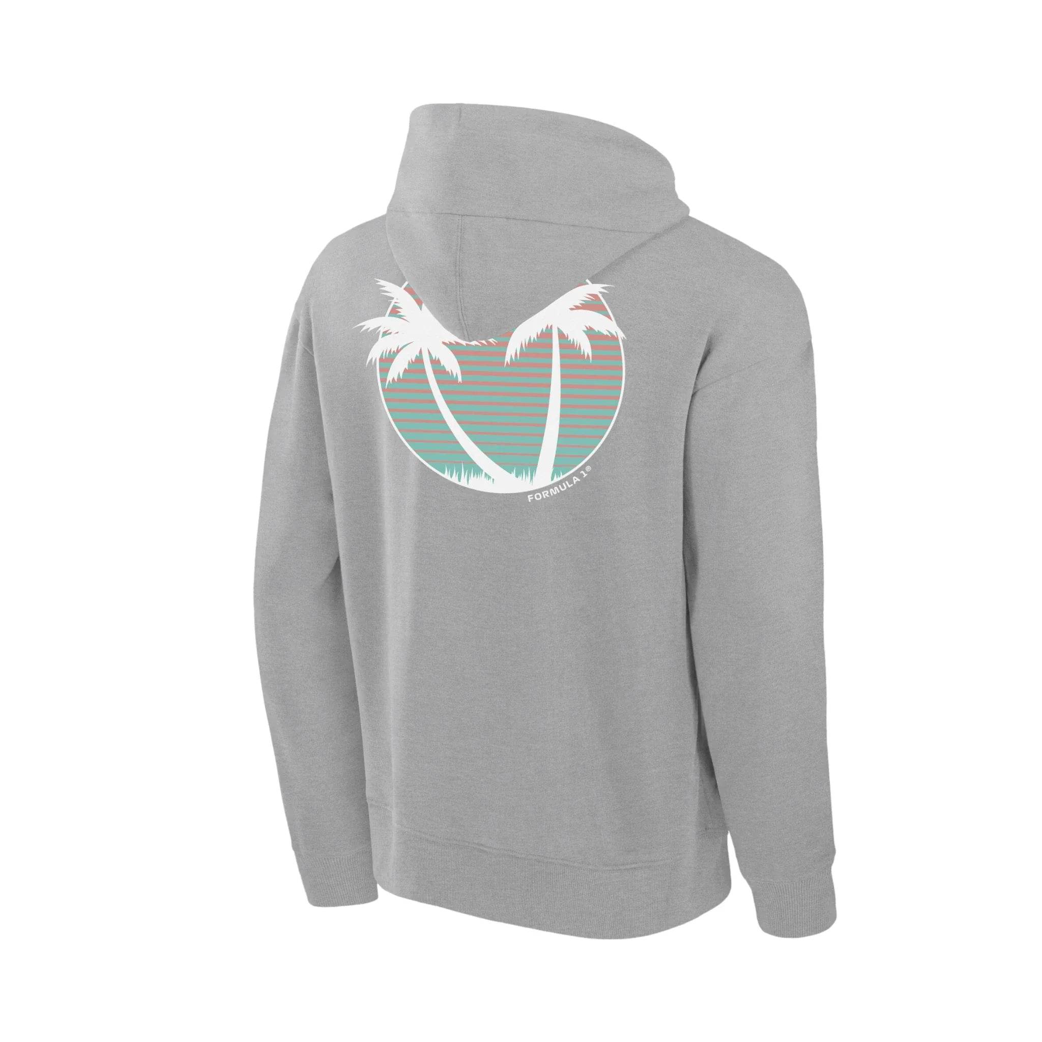 Formula 1 Beach Club Printed Hoodie Gray