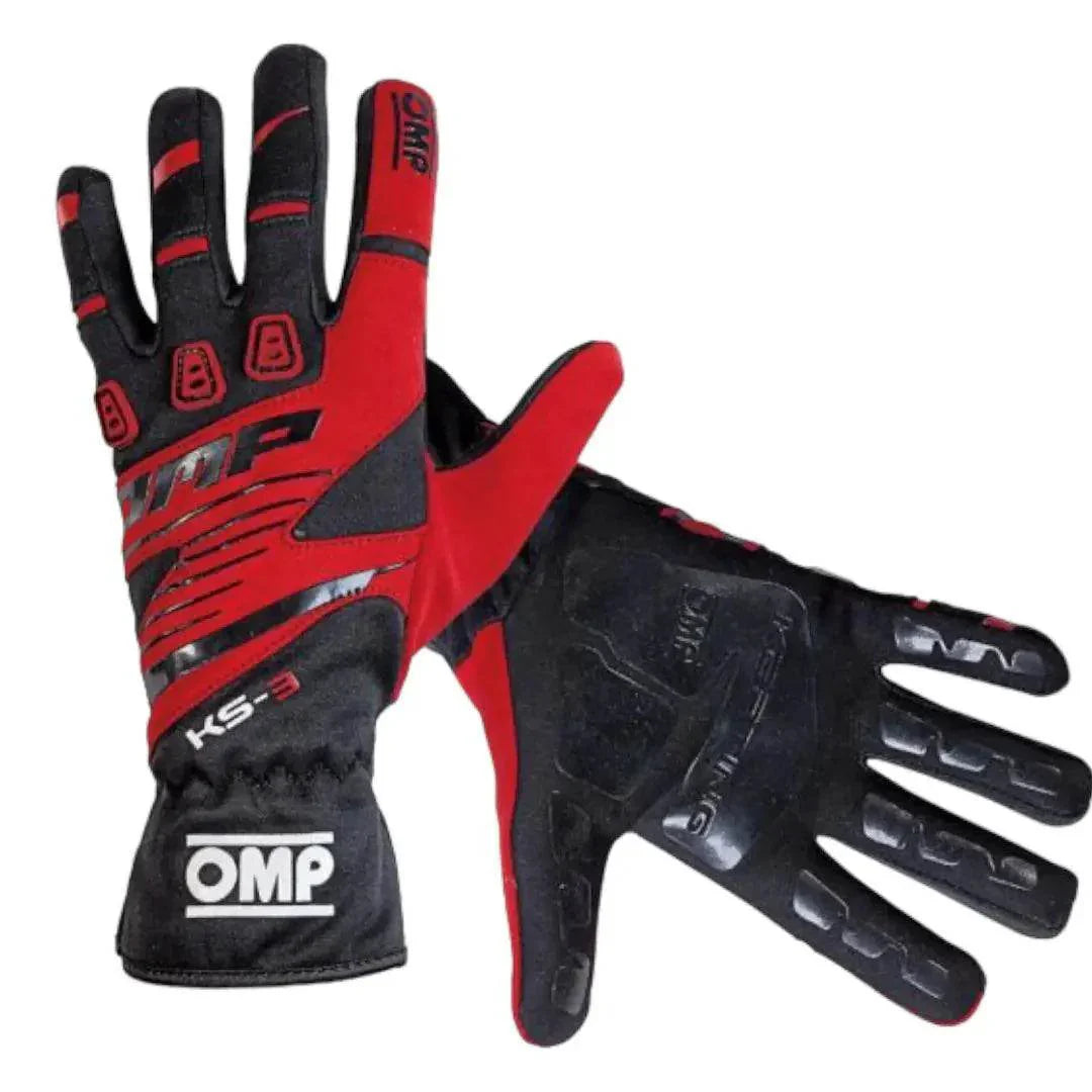 OMP KS-3 Kart Gloves Black Red