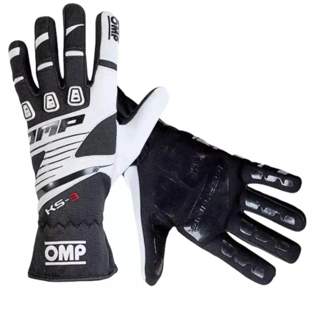 OMP KS-3 Kids Karting Gloves Black White