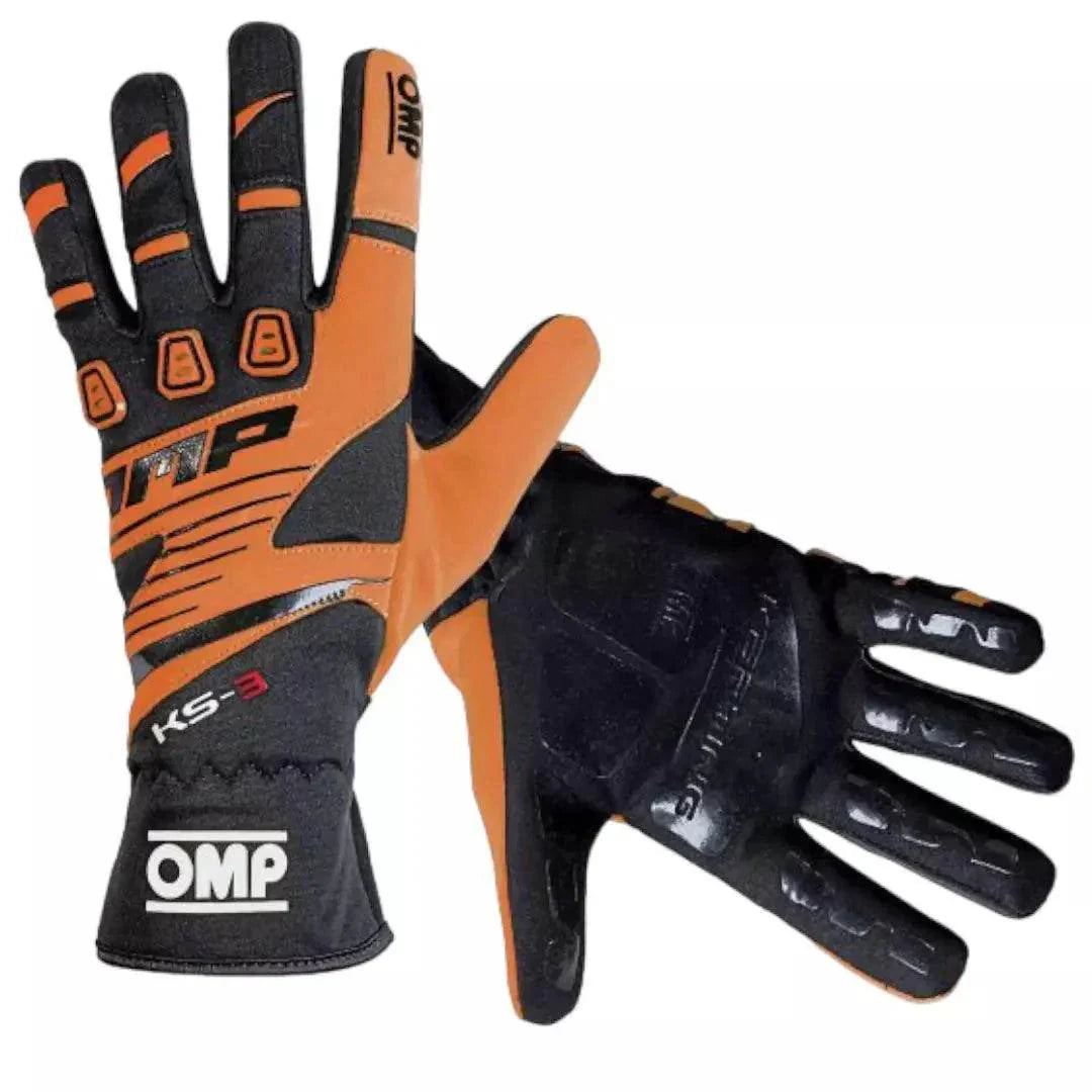 OMP KS-3 Kids Karting Gloves Black Fluro Orange
