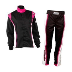 RACECHICK FIERCE ZWEIPEICHER DAMEN-AUTORRENNANZUG SFI 3.2A/5 (SCHWARZ/PINK)