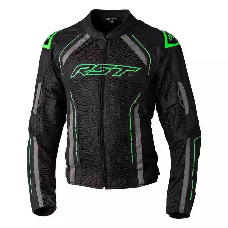 S-1 MESH CE MENS TEXTILE JACKET BLACK NEONGREEN