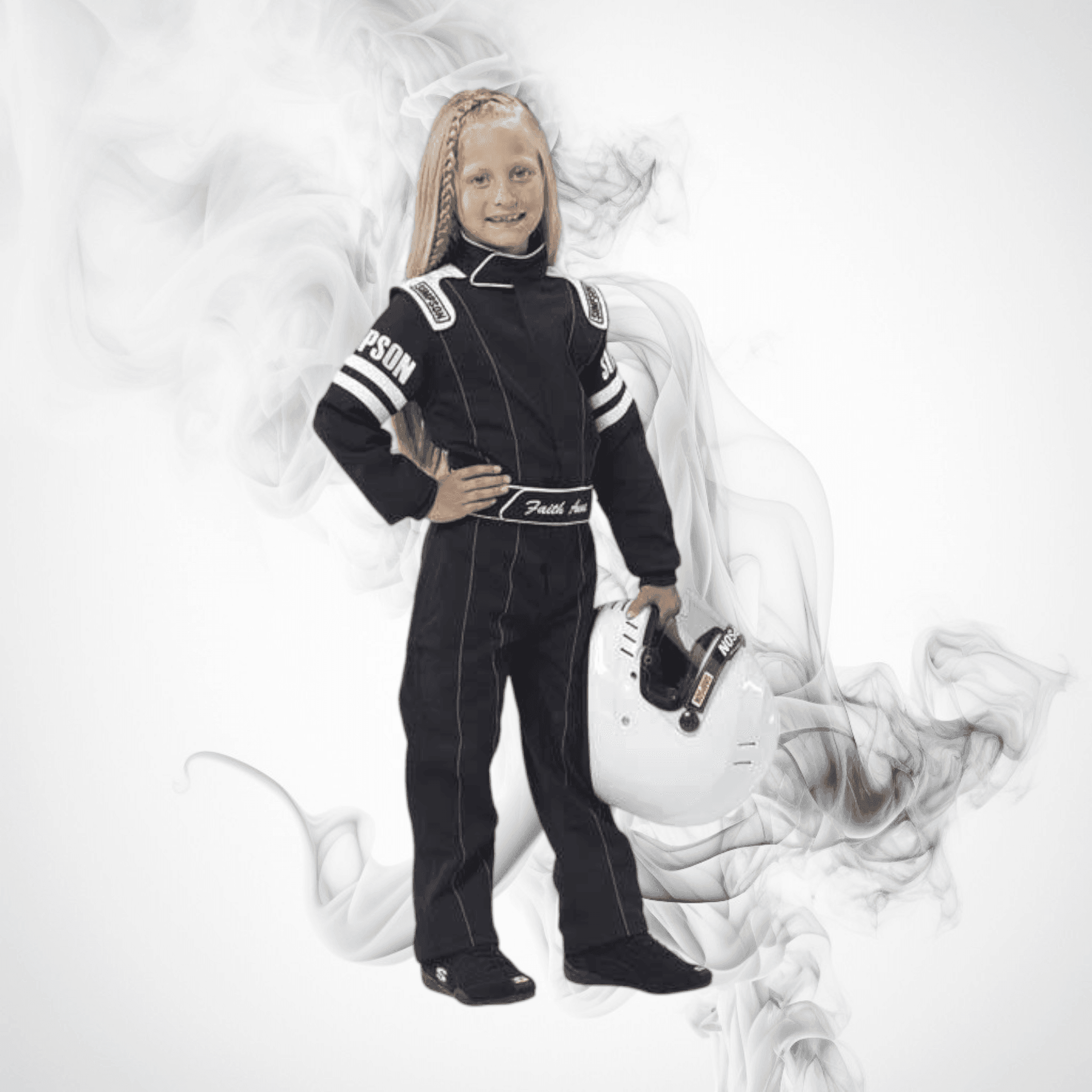 Simpson Legend II Youth Racing Suit WHITE Black