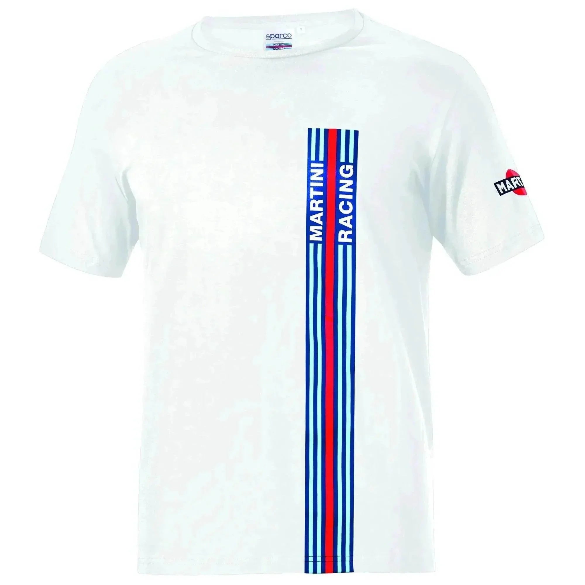 Sparco T-Shirt Big Stripes Martini Racing White Men's