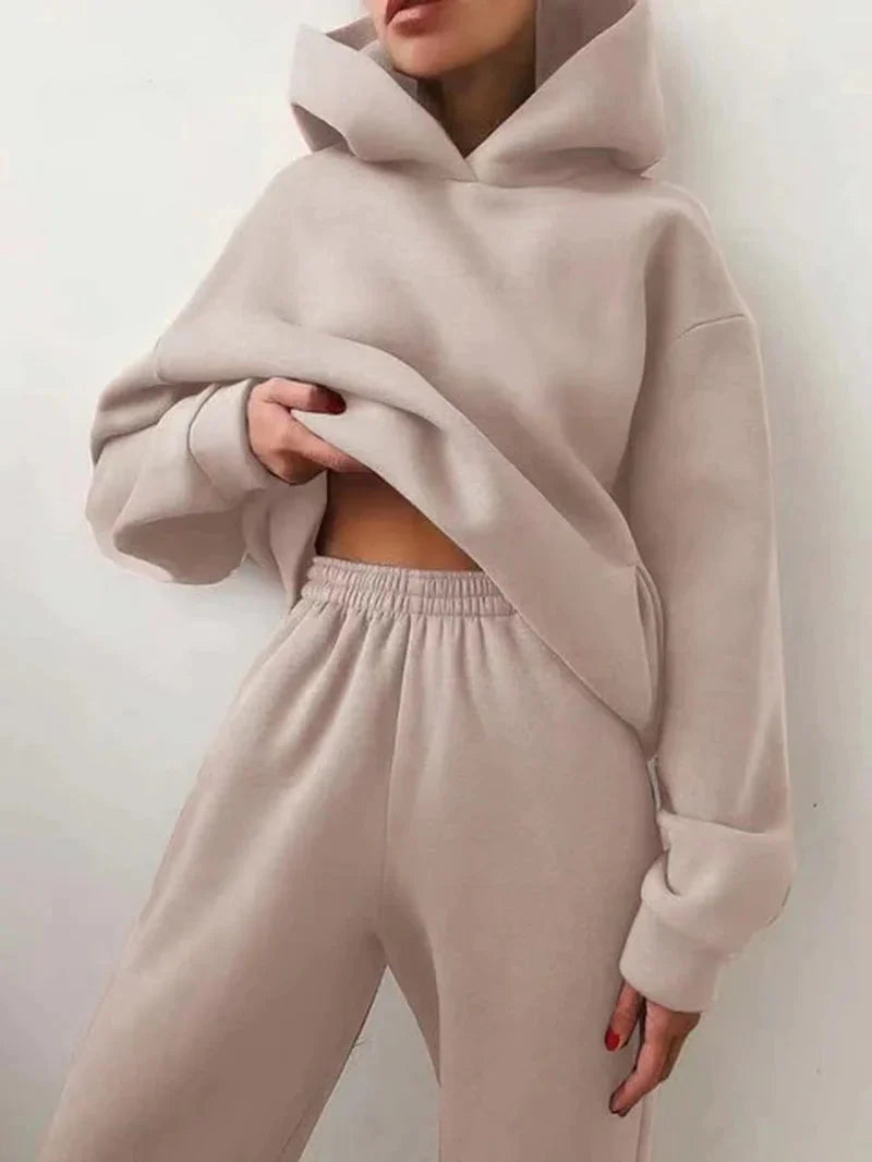 Two-Piece Tracksuit Set Beige