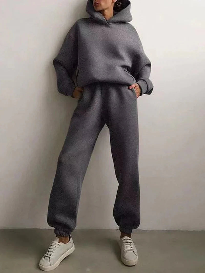 Two-Piece Tracksuit Set Dark Gray