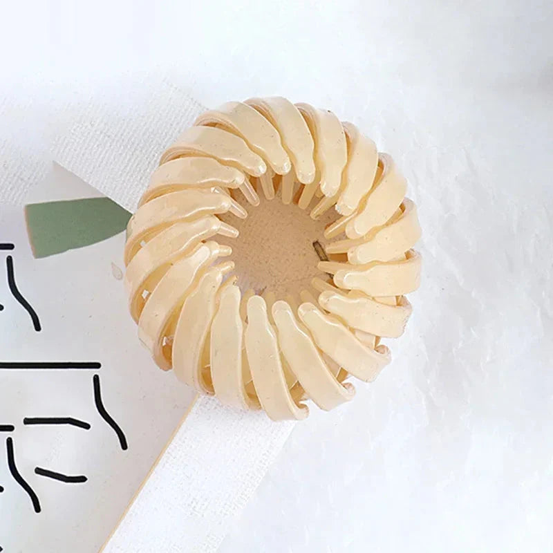 Bird Nest Shaped Ponytail Hair Clip – Magic Lazy Braider Hairpin for Women Beige Glossy